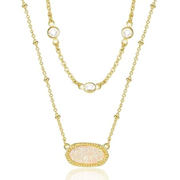 14K Gold-Plated Multilayer Necklace with Crystal Accents – New with Tags - Picture 1 of 5